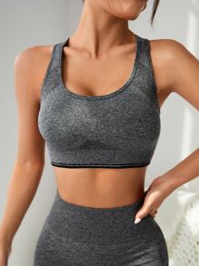 Sujetador deportivo con abertura de espalda nadadora - Gris - Ver 2