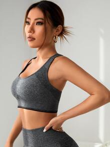 Sujetador deportivo con abertura de espalda nadadora - Gris - Ver 3