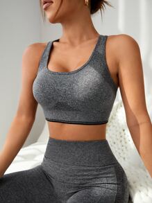 Sujetador deportivo con abertura de espalda nadadora - Gris - Ver 4