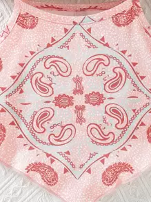 小女童佩斯利印花頭巾下擺吊帶上衣