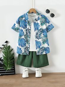 Boys Tropical Print Shirt & Shorts Without Tee - Multicolor - View 1