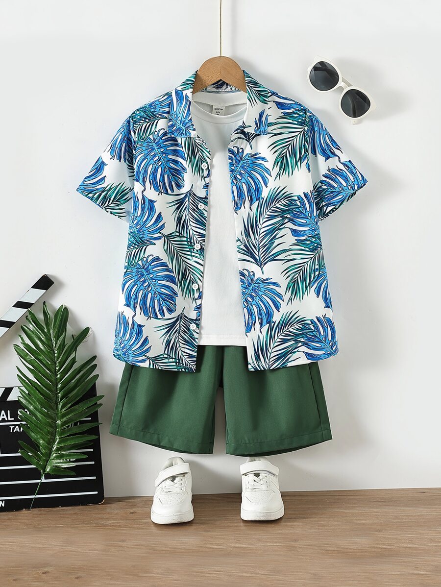 Boys Tropical Print Shirt & Shorts Without Tee - Multicolor - View 1