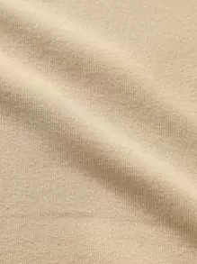 Manfinity Homme 男士波浪和日文字元圖案加絨內裏運動衫 - 卡其色 - 查看 4