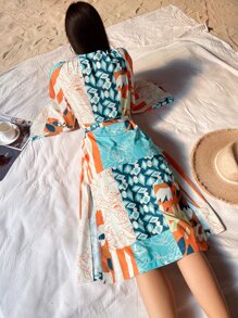 Floral Print Belted Kimono - Multicolor - View 2