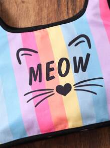 Girls Letter & Cartoon Graphic Contrast Binding Tank Top & Shorts - Multicolor - View 3