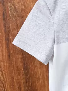 SHEIN 男童字母圖案彩塊t恤和短褲 - 彩色 - 查看 4