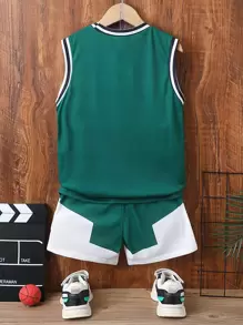 Cậu bé Tween In số Sọc trang trí Áo ba lỗ & Quần short - Nhiều màu - Xem 2