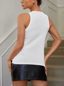 SHEIN ICON Split Hem Tank Top - White - View 2