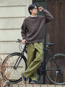 DAZY Men Drop Shoulder Solid Jumper - Coffee Brown - View 6