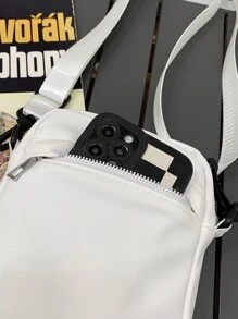 Solid Color PU Mini Shoulder Bag "Peach Tree" - White - View 6