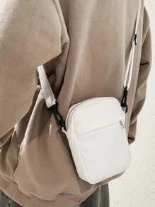 Solid Color PU Mini Shoulder Bag "Peach Tree" - White - View 8