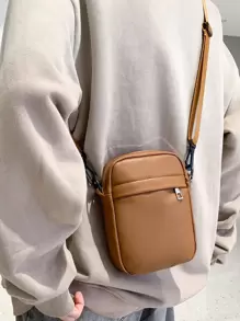 peach tree 时尚纯色 PU 迷你斜挎包，“桃树” - 卡其色 - 查看 5