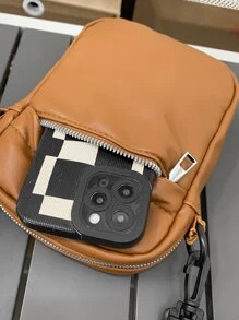 peach tree 时尚纯色 PU 迷你斜挎包，“桃树” - 卡其色 - 查看 6