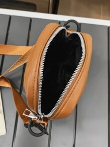 peach tree 时尚纯色 PU 迷你斜挎包，“桃树” - 卡其色 - 查看 8