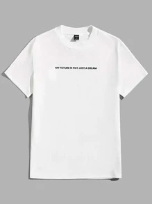 GENTILAND Men T-Shirts Fit Crew Neck Short Sleeve Slogan Tee Casual Simple Summer - White - View 1