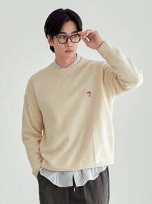 DAZY Men 1pc Patched Detail Drop Shoulder Jumper - Apricot - View 5