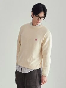 DAZY Men 1pc Patched Detail Drop Shoulder Jumper - Apricot - View 7