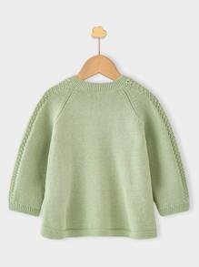 Bebé Jersey de manga raglán de punto de malla - Verde Oliva - Ver 2