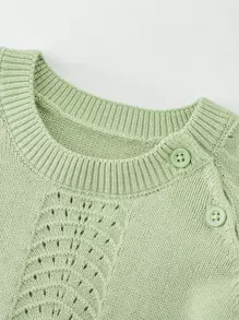 Bebé Jersey de manga raglán de punto de malla - Verde Oliva - Ver 4