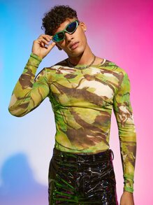 FeverCity Hombres Camiseta con estampado de malla - Multicolor - Ver 1