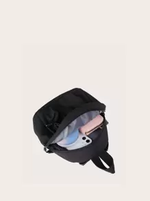 Mochila clásica pequeña con gráfico de dibujos animados, bolsa escolar, portátil, ligera, clásica, casual para adolescentes, mujeres estudiantes universitarias, niños y hombres, escuela primaria, secundaria, universidad, compras, actividades al aire libre, viajes - Negro - Ver 2