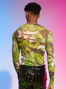 FeverCity Hombres Camiseta con estampado de malla - Multicolor - Ver 5