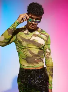 FeverCity Hombres Camiseta con estampado de malla - Multicolor - Ver 6