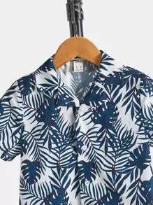 SHEIN 小男童熱帶圖案襯衫和短褲