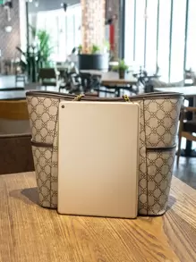 CORALDAISY Old Money Style, Lightweight, Geometric Pattern Chain Shoulder Tote Bag For Teen Girls Women College Students, Rookies & White-Collar Ers Perfect For, College, Commute, Outdoors, Travel, Outings, Business Casual Bag For Women, Perfect For Office, Business And Work - Multicolor - View 3