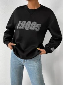 SHEIN EZwear 字母圖案落肩袖運動衫