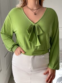 SHEIN Unity Sudadera con cordón delantero de hombros caídos - Verde Lima - Ver 1