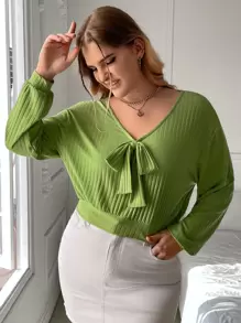 SHEIN Unity Sudadera con cordón delantero de hombros caídos - Verde Lima - Ver 4