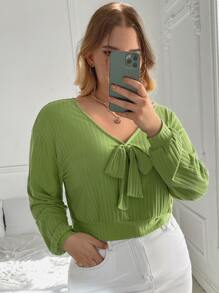 SHEIN Unity Sudadera con cordón delantero de hombros caídos - Verde Lima - Ver 6