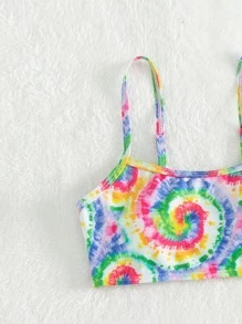 青少年扎染比基尼套装搭配沙滩裙夏日海滩