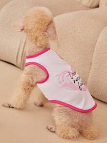 PETSIN 1pc Heart & Letter Graphic Pet Tank - Multicolor - View 3