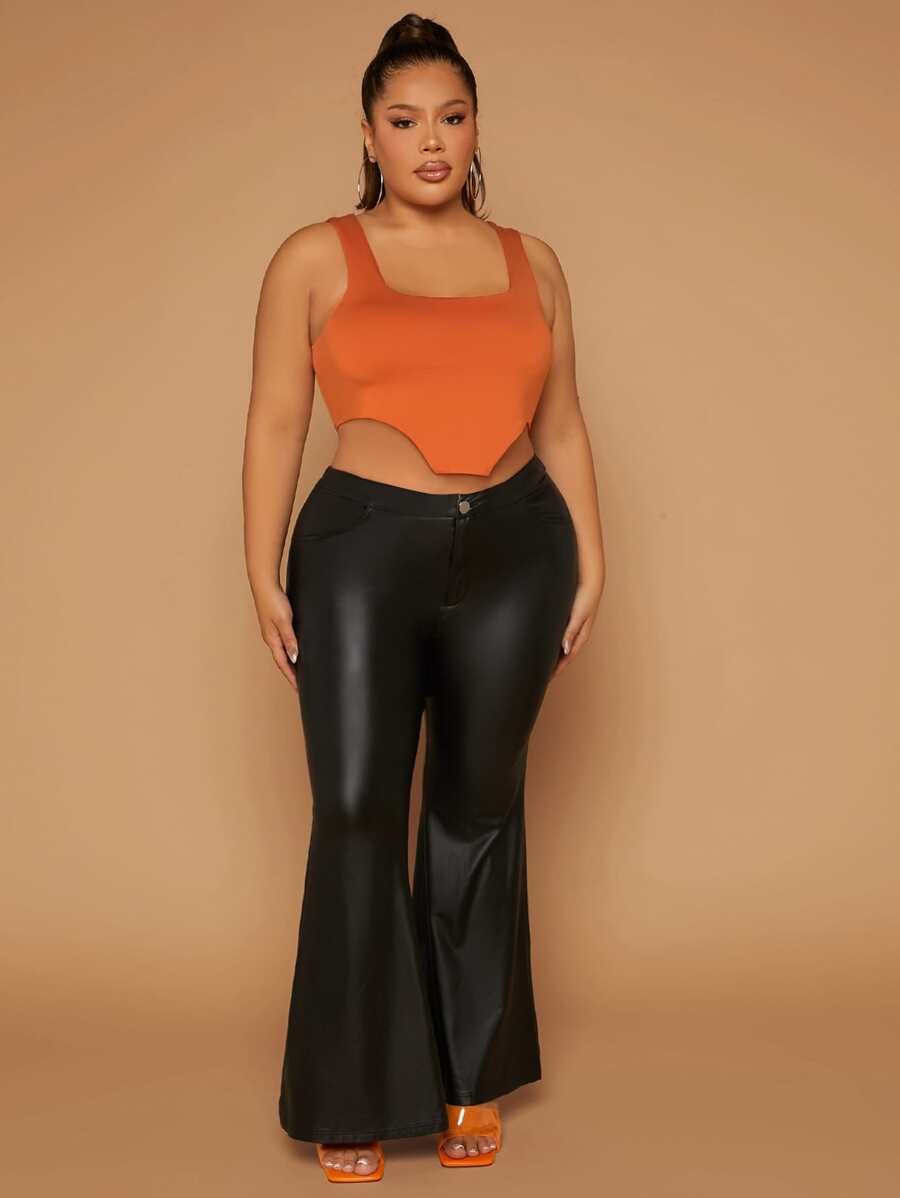 SHEIN SXY Plus Asymmetrical Hem Tank Top - Burnt Orange - View 1