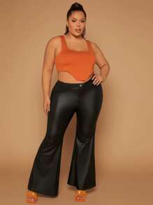 SHEIN SXY Plus Asymmetrical Hem Tank Top - Burnt Orange - View 5