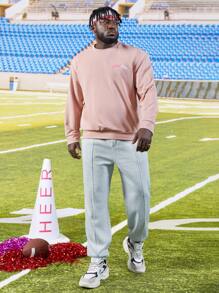 Manfinity Men Plus Cartoon & Letter Graphic Sweatshirt - Baby Pink - View 6