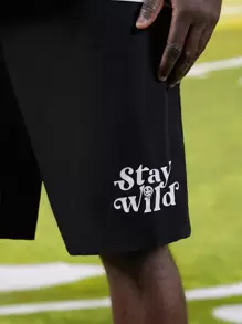 Manfinity Men Plus Cartoon Graphic Tee & Shorts - White - View 7