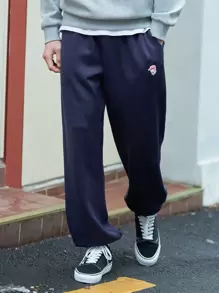 DAZY Men Patched Detail Slant Pocket Joggers - Navy Blue - View 8