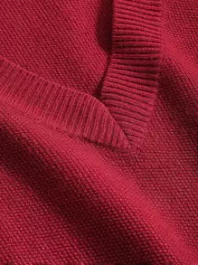 DAZY Men V Neck Sweater Vest Without Shirt - Burgundy - View 5