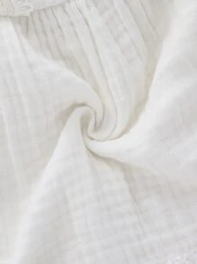 Bebé Vestido con encaje en contraste ribete con fruncido - Blanco - Ver 3