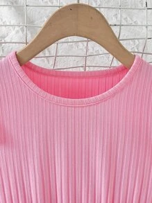 小女童心形和卡通圖案荷葉邊繫腰帶洋裝