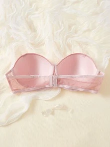 Sujetador con encaje sin tira con aro - Rosa - Ver 2