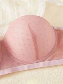 Sujetador con encaje sin tira con aro - Rosa - Ver 5