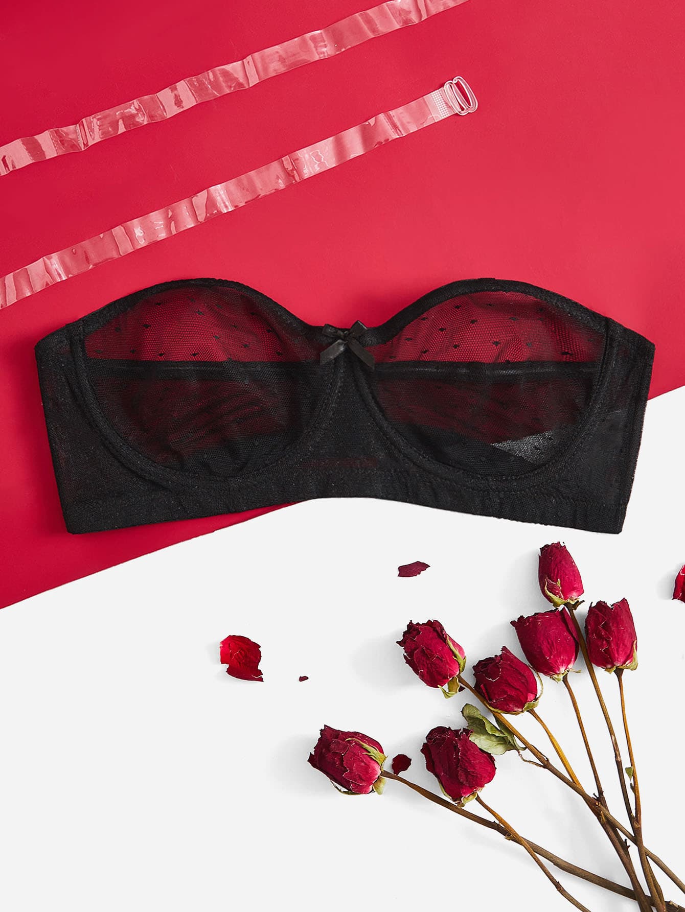 Lace Sheer Strapless Open Cup Bra For Women Black Sexy Lingerie - Black - View 1