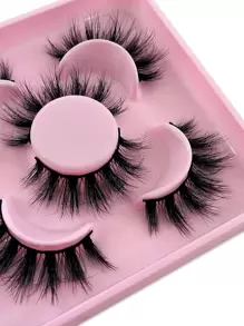 3 Pairs Full False Lashes 20mm Volumized Eyelashes Fluffy Faux Mink Lashes - Black - View 2