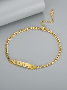 MONALLY Pulsera Tobillera de Acero Inoxidable Chapado en Oro de 18K con colgante del Signo Zodiaco de Acuario para Vacaciones de Verano en la Playa - Amarillo Oro - Ver 2
