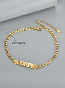 MONALLY Pulsera Tobillera de Acero Inoxidable Chapado en Oro de 18K con colgante del Signo Zodiaco de Acuario para Vacaciones de Verano en la Playa - Amarillo Oro - Ver 3