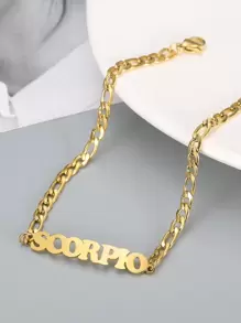 MONALLY Pulsera Tobillera de Acero Inoxidable Chapado en Oro de 18K con colgante del Signo Zodiaco de Acuario para Vacaciones de Verano en la Playa - Amarillo Oro - Ver 4